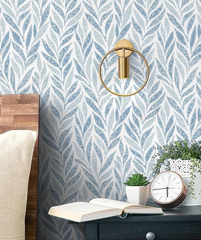 Safiyya 787"x17.3" Blue Peel and Stick Wallpaper Boho Contact Paper Modern