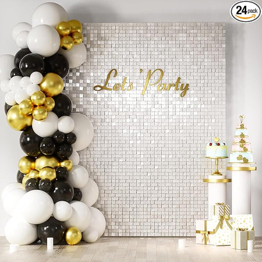 COKAOBE Mirror White Shimmer Wall Backdrop, Photo Backdrops