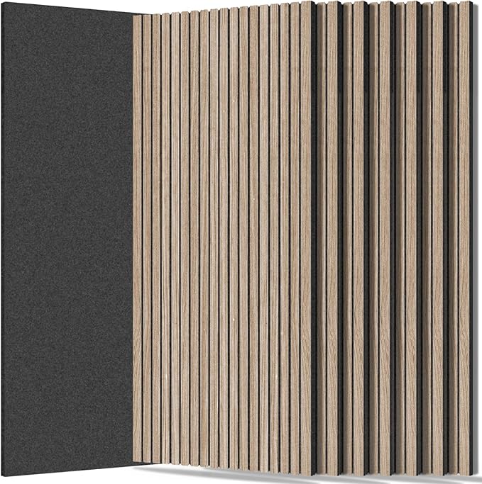 RITOLLO 8 Packs Acoustic Panel 47.2"×23.6" Sound Absorbing Slat Wall Panels
