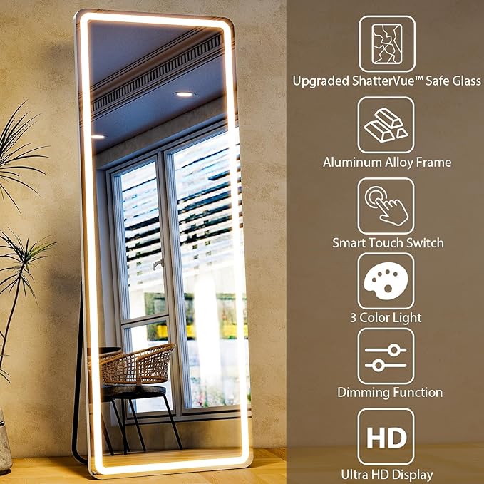 Full Length Mirror with LED Lights, LED Mirrors Full Length Floor Mirror Full