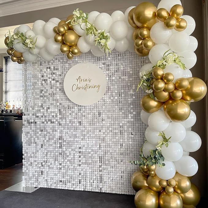 COKAOBE Mirror White Shimmer Wall Backdrop, Photo Backdrops