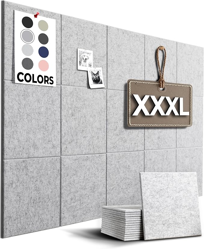 WALLHERO Cork Boards for Walls, Bulletin Boards 59"x36" | 15 Pack | Felt