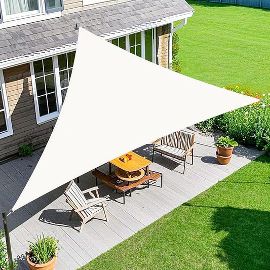 Amagenix Sun Shade Sail 14'X14'X19.8' Curved Edge Outdoor Shade Canopy White Breathable 95% UV Block Shade Cloth for Patio Garden Backyard (We Make Custom Size)