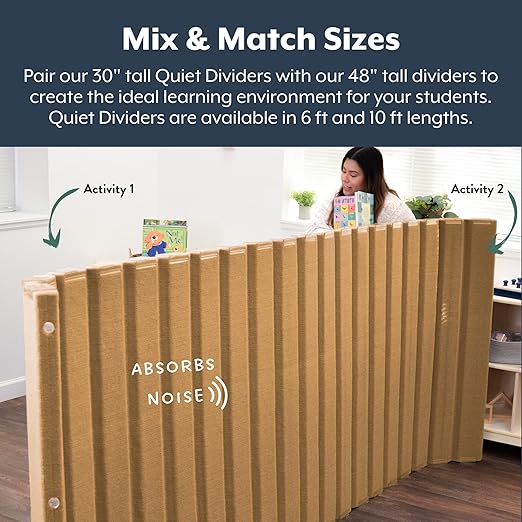 Angeles, Quiet Divider with Sound Sponge 48" x 10' Wall in Natural Tan