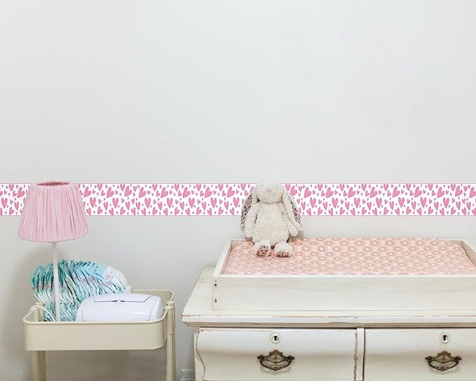 FLFK Pink Heart Wallpaper Border