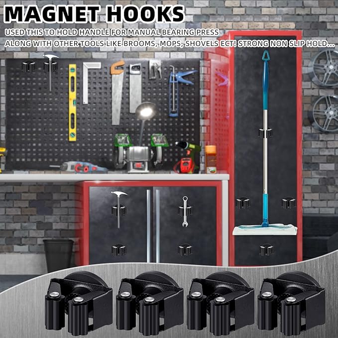 Vercraft 20 Pcs Magnetic Mop Broom Holder Movable Magnetic Broom Holder Rack, Anti Slip Wall Mounted Utility for Cleaning Tools, Garage, Kitchen, Laundry, Garden (Black)