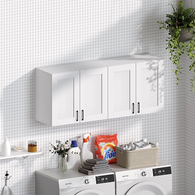 White Laundry Room Cabinets and Storage