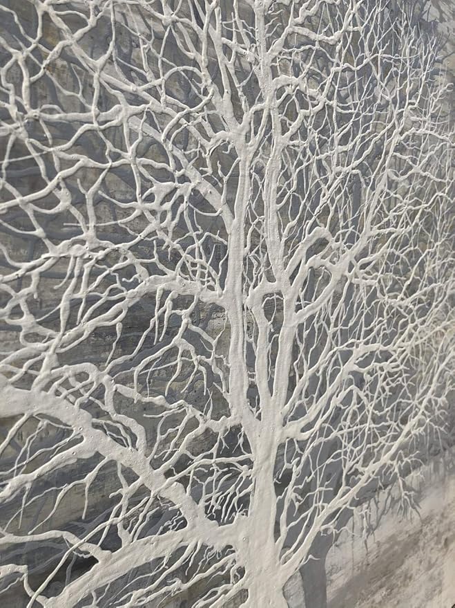 Yihui Arts Abstract Tree Canvas Wall Art: Large White Shadow Tree Picture
