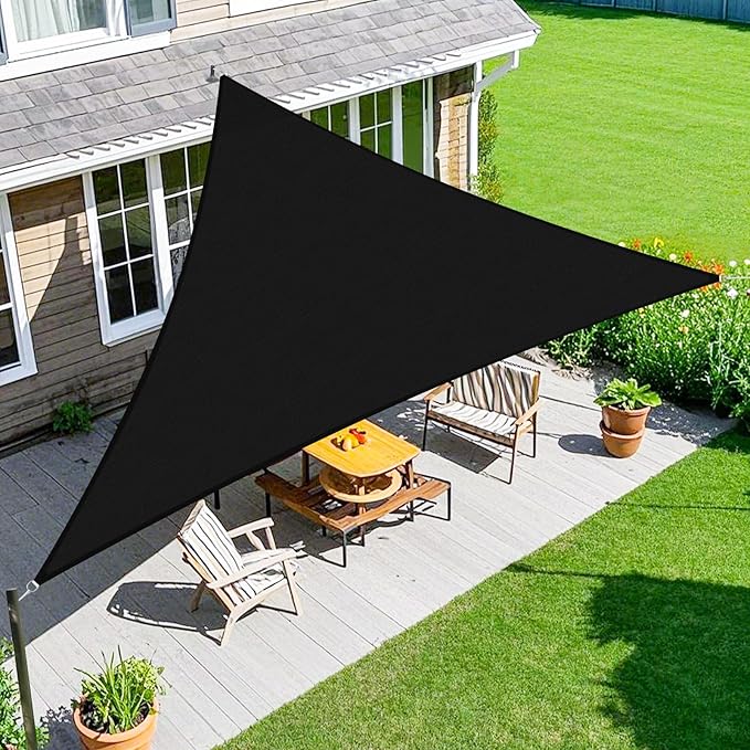 Amagenix Sun Shade Sail 7'X9'X11.4' Curved Edge Outdoor Shade Canopy Black Breathable 95% UV Block Shade Cloth for Patio Garden Backyard (We Make Custom Size)