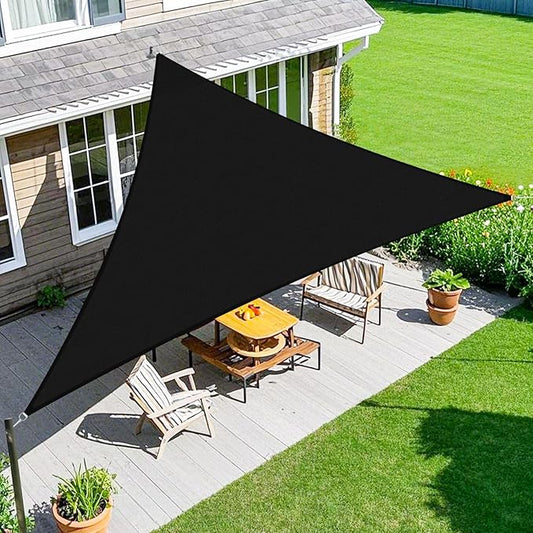 Amagenix Sun Shade Sail 7'X8'X10.6' Curved Edge Outdoor Shade Canopy Black Breathable 95% UV Block Shade Cloth for Patio Garden Backyard (We Make Custom Size)