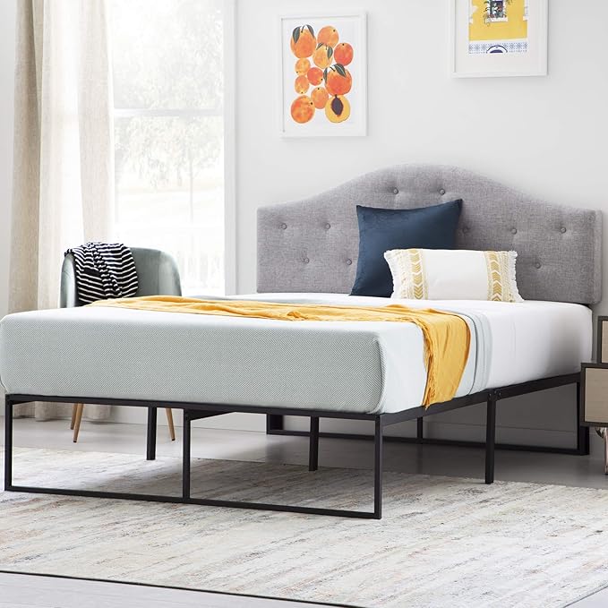 Linenspa Folding Metal Platform Bed Frame - Easy Assembly - Sturdy Steel - No Box Spring Needed - Underbed Storage - Mattress Foundation - 14" High - Traditional Design - King Size