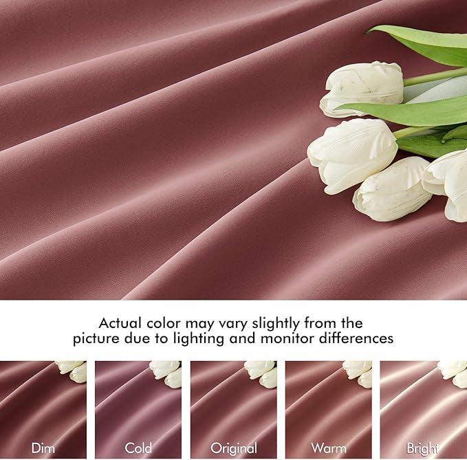 MIULEE Dusty Rose Back Tab Blackout Curtains 63 Inch Length 2 Panels Set