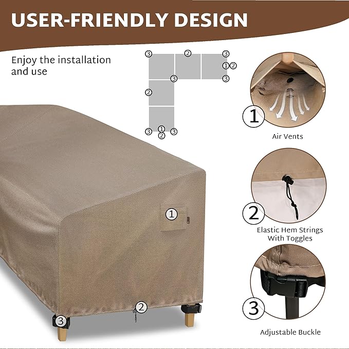 iBirdie Outdoor Patio Furniture Cover fit 83 x 104 inch, 80 x 102, 82 x 100 L-Shaped Sectional Sofa, Waterproof Weatherproof Heavy Duty 600D Garden Cover for Outside L Shape Couch, Brown