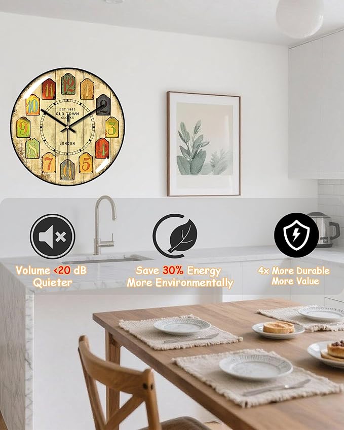 Decorative Wall Clocks Batterys Operated, Retro Wall Clock