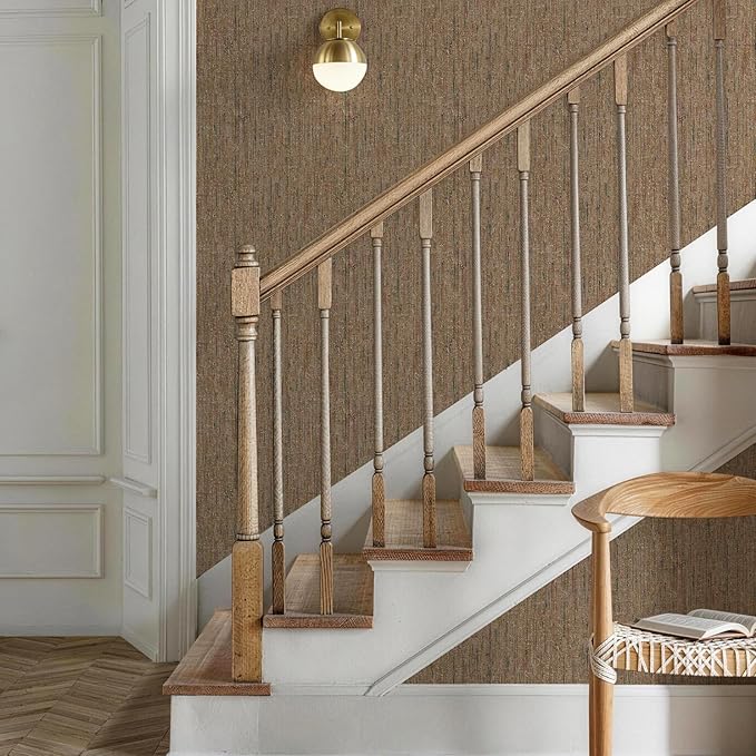 JiffDiff Woven Wallpaper Peel and Stick 17.3" x 400" Colorful Paint Grasscloth