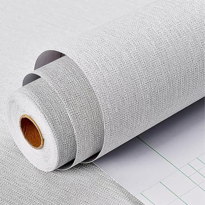 Grasscloth Peel and Stick Wallpaper Textured Gray Fabric Wallpaper Faux Linen