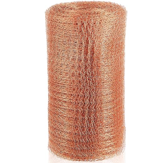 Gisafai 5'' x 100 ft Copper Mesh Rodent Control Copper Wool for Slugs Rustproof DIY Hole Filler Pure Wire Mesh for Bat Snail Bird Pest Rodent Control Gap Blocker Fill Fabric Hole Gardening(1 Roll)