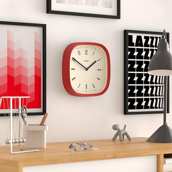JONES CLOCKS® Marvel wall Clock | Modern Retro Rounded Square Clock | 10 inch |