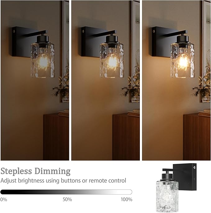 Rayogale Battery Operated Wall Sconce Set of 2, Easy Install Dimmable