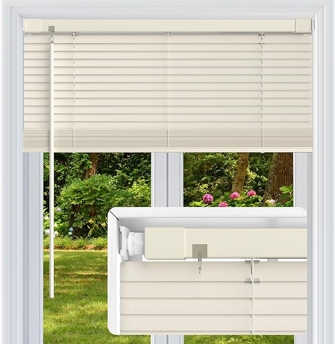 No Drill No Tool 1" Vinyl Mini Blinds, Light Filtering Horizontal Window Blinds