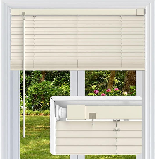 No Drill No Tool 1" Vinyl Mini Blinds, Light Filtering Horizontal Window Blinds
