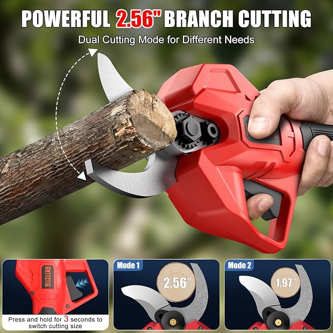 Upgraded Electric Pruning Shears, Big 2.56'' Cutting Diameter Cordless Pruner for Gardening with Dual 2.0AH Batteries & Extra Replacement Blades, Branch Cutter for Tree & Flower Trimming