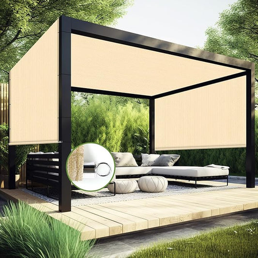 Shade&Beyond 6' W Ã 22' L Pergola Shade Cover Wheat Pergola Cover Canopy Replacement Shade Cloth for Garden, Patio, Deck, Porch with Grommets and Rods(Make Custom Size)