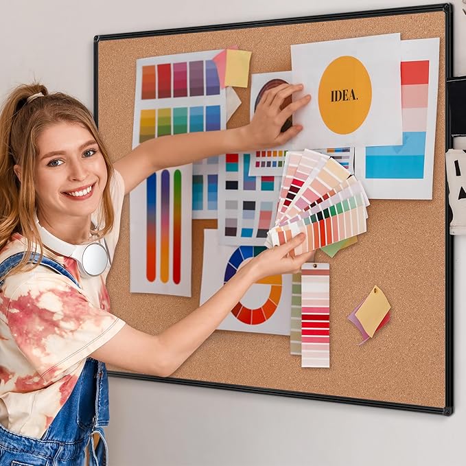 Extra Large Cork Bulletin Board 48" X 48", Wall Mounted Notice Pin Board