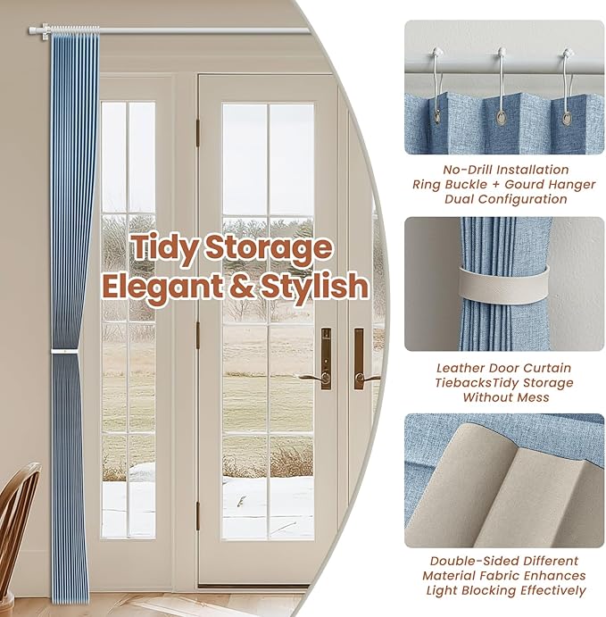 AJAZZ Blackout Accordion Door Curtain 98"x78" Blue