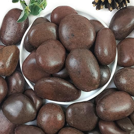 YISZM 10lbs Red River Rocks, 2-3 Inch Natural Pebbles for Indoor Plants, High Polished Decorative Stones Vase Filler Fish Tank Aquariums Landscaping Garden