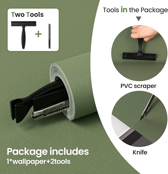 Green Peel and Stick Wallpaper 118.1''x17.7'' Green Contact Paper