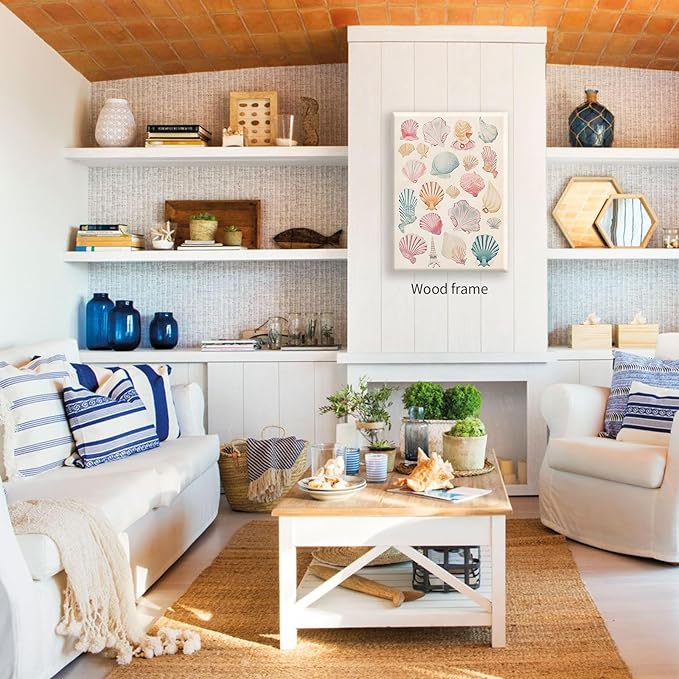 Pink Seashell Posters Coastal Cowgirl Canvas Wall Art Beach House Starfish