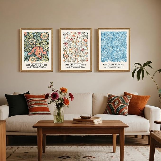 SYWENNOI William Morris Floral Prints Framed Wall Art, Sweet Briar, Bedroom
