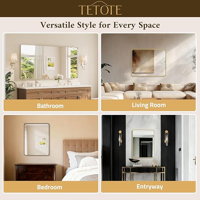 TETOTE Black Vanity Mirror 28 x 36 Inch