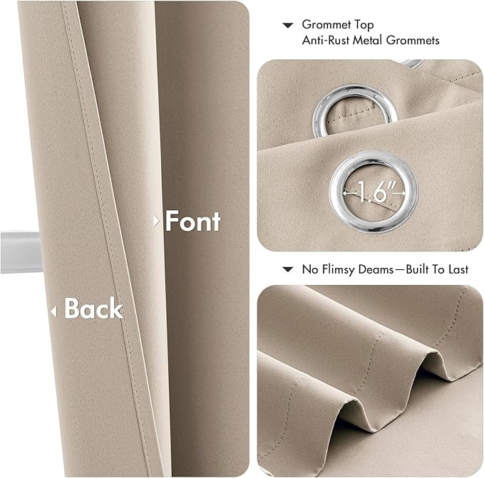 MIULEE Blackout Curtains for Bedroom Living Room 2 Panels, Thermal Insulated