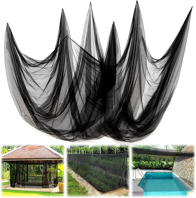 ANPHSIN 40x10ft Nearly Invisible Mosquito Net for Patio - Mesh Netting Screen for Outdoor Garden Porch Balcony, Protects Skin & Plants from Bugs, Birds, Black