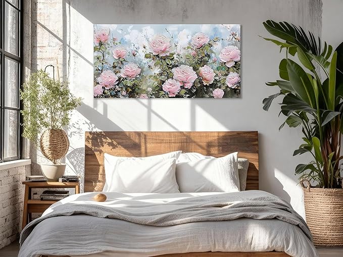 Ardemy Flower Wall Art Canvas Art Wall Decor, Floral Painting Textured Picture