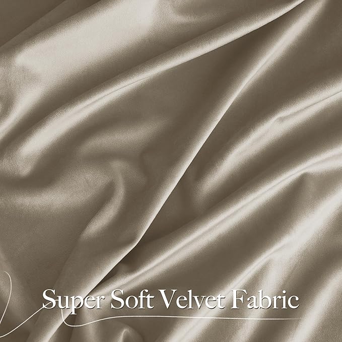 NICETOWN Living Room Camel Velvet Curtains 12 ft Length, Sound and Sunlight