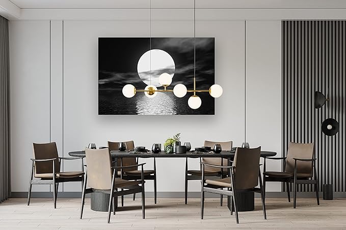 Cao Gen Decor Art S06469 Wall Art Canvas Sea White Full Moon in Night Picture