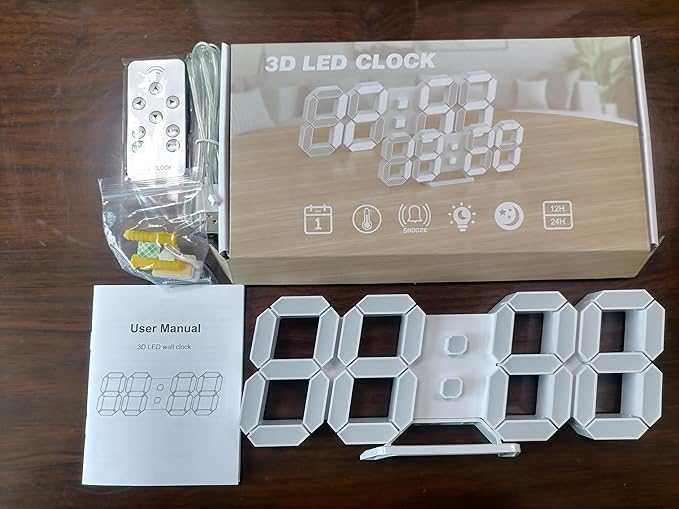 3D LED Digital Wall Clock/Desk Alarm Clock