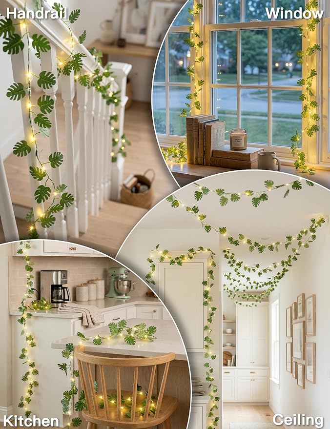 suddus Vines with Fairy Lights Battery & USB Powered Operated, 33ft 100 LED