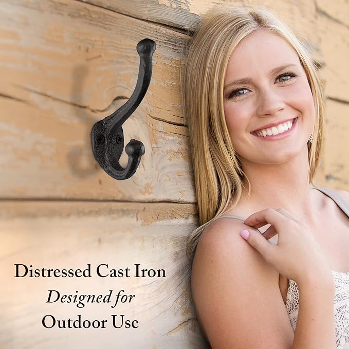 My Fancy Farmhouse Rustic Cast Iron Coat Hooks Wall Mounted Farmhouse