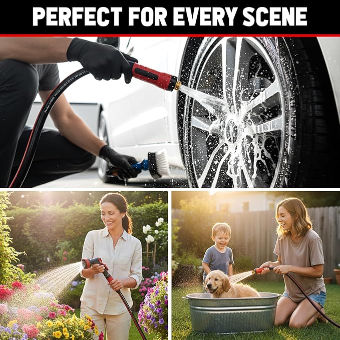 Garden Hose 50 ft x 5/8", NON-EXPANDABLE Heavy Duty Premium Flexible Water Hose, No Kink, Leakproof, Lightweight Hybrid Hose with Male to Female Fittings for Household&Backyard