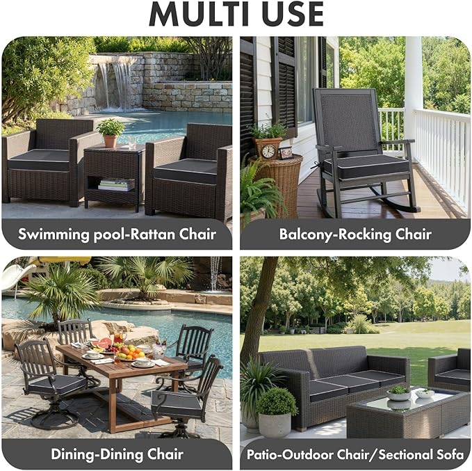 MIULEE Grey Outdoor Bench Cushion Set of 1, 48x18x3 Inch Waterproof Patio Seat Cushions for Swing and Outdoor Furniture Couch Sofa, 3 Year Color Fastness High Density Foam with Adjustable Ties