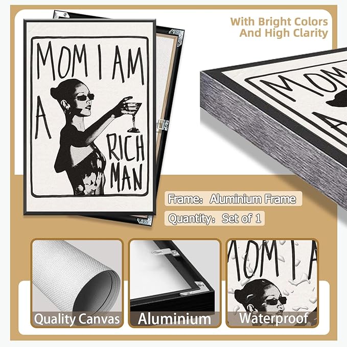 Mom I Am A Rich Man Aesthetic Retro Music Goblet Poster Feminist canvas Wall