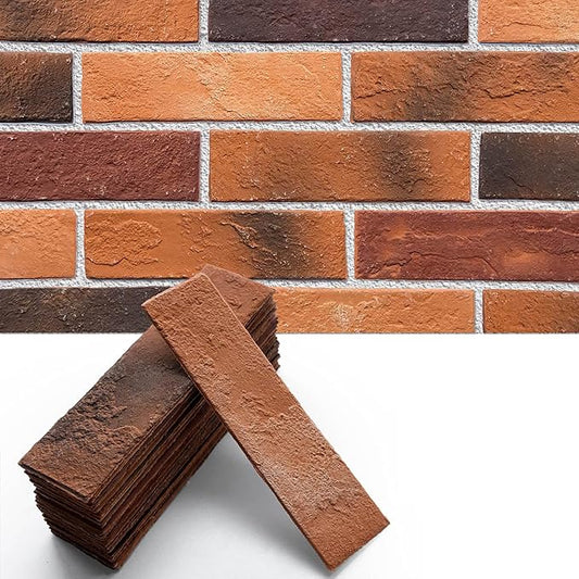 Red Faux Brick Wall Tiles, 3D Thin Brick Veneers