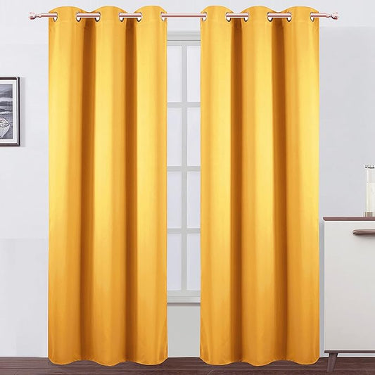 LEMOMO Yellow Thermal Blackout Curtains/42 x 84 Inch/Set of 2 Panels Room