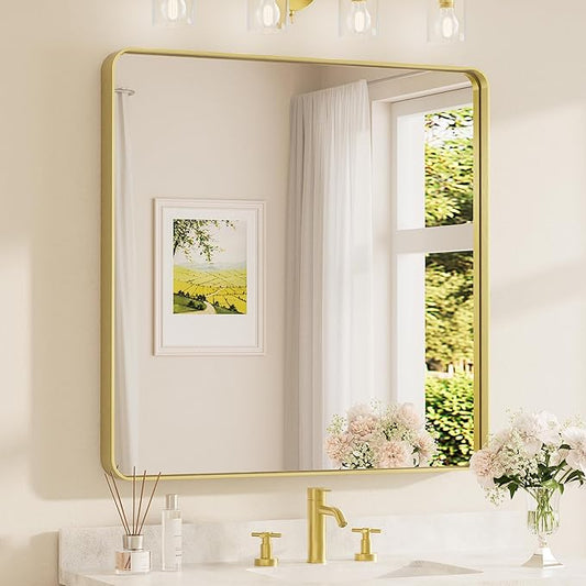 TETOTE 36 x 36 Inch Gold Mirror