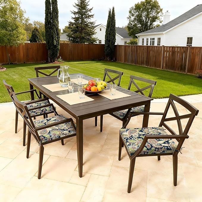 LVTXIII Outdoor Seat Cushions Set of 2 Square Chair Cushions with Ties, Patio Chair Pads for Home Office and Patio Garden Furniture Decoration 19"x19"x2", ‌Paisley Sapphire Blue