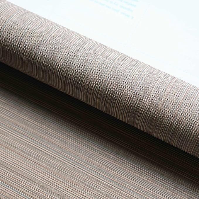 YXTII 20.8" x 196.8" Peel and Stick Wallpaper Grasscloth, Thick Brown Textured